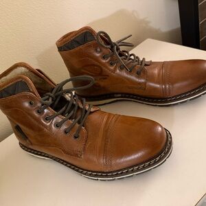 Franco Fortini Tan Leather Lace-Up Boots
